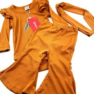 Baby Outift Set Size 3/6m Girls Matching 3pc Bodysuit Pands Headband Children